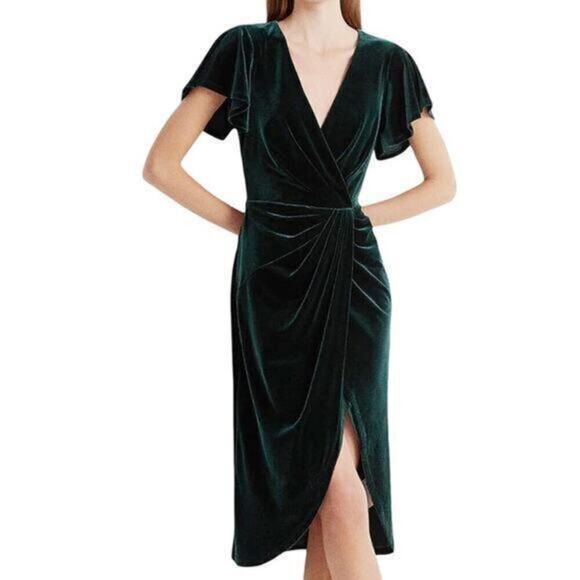Lauren Ralph Lauren.  Velvet Flutter-Sleeve Cocktail Dress. - Picture 1 of 13
